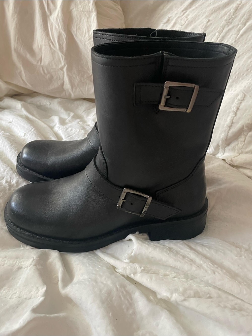 Thursday Boot Company Black Leather Mid-Calf Buckle Boots- Vandal